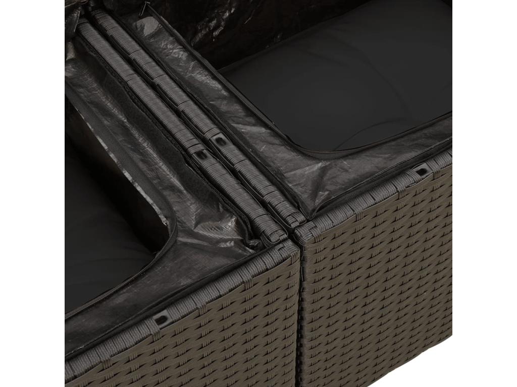 Ensemble de mobilier de jardin noir 10 pièces avec coussins, 55 x 62 x 69 cm