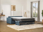 Matelas en tissu bleu, 196 x 223 x 97 cm