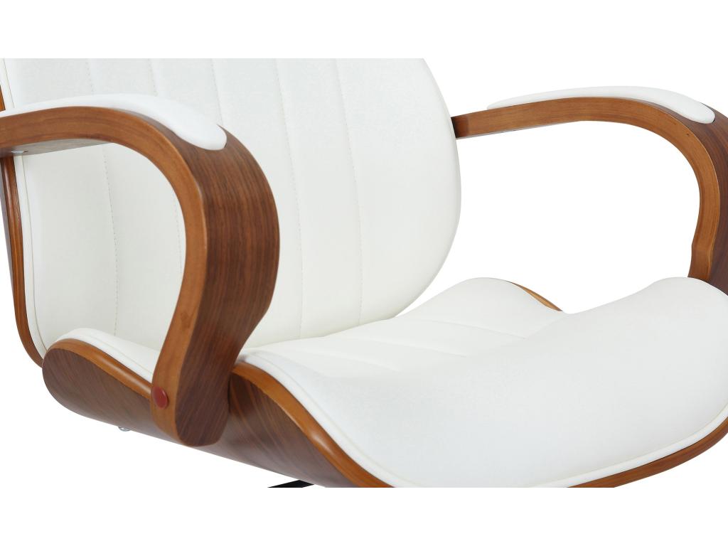 Fauteuil en similicuir blanc, 63 x 68 x 100 cm