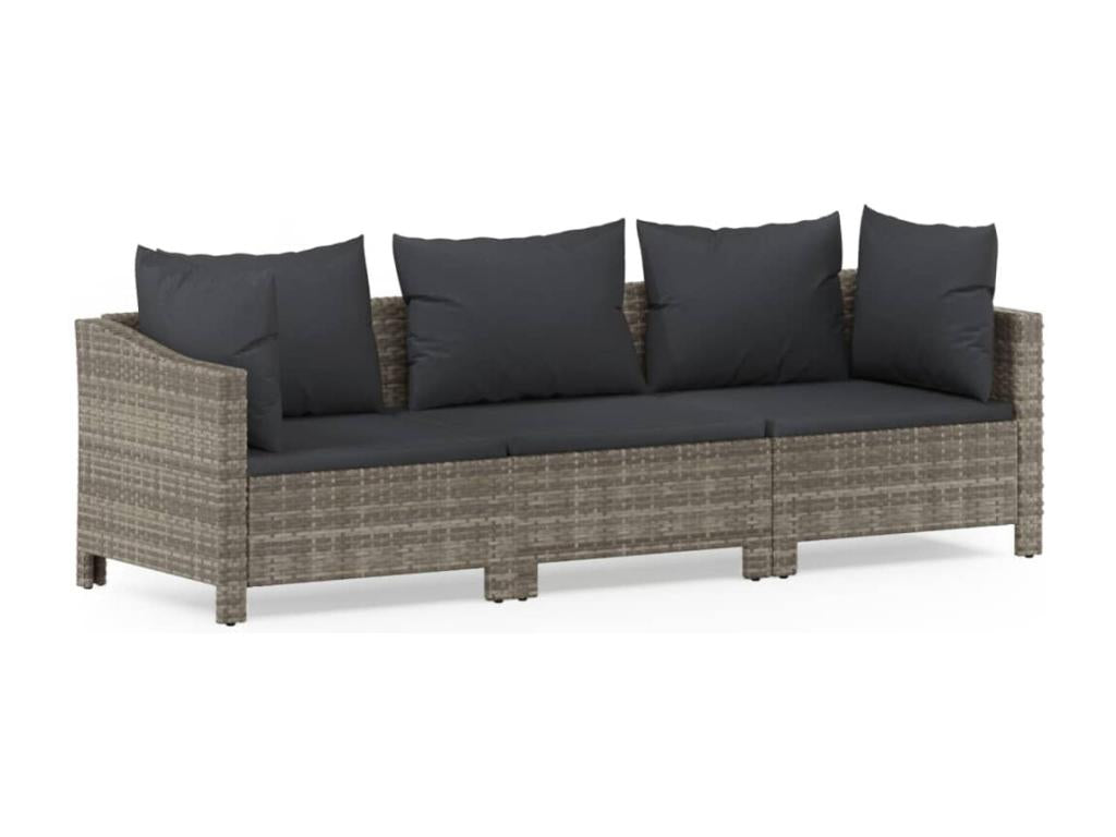 Ensemble de mobilier de jardin gris 3 pièces avec coussins, 62 x 62 x 69 cm