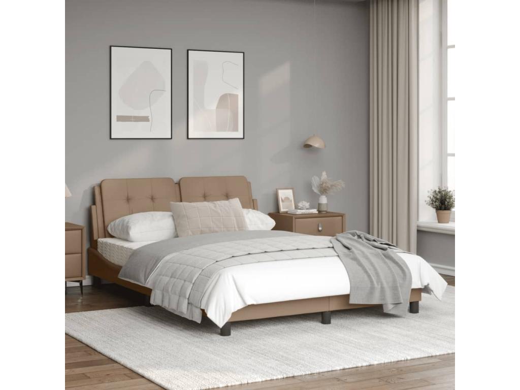 Cadre de lit marron avec éclairage LED, 218 x 125 x 74,5 cm