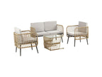 Ensemble de mobilier de jardin beige, 112 x 58,5 x 64 cm