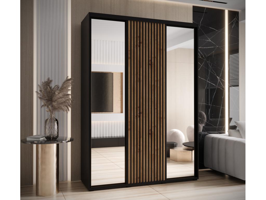 Armoire noire 3 portes, 170 x 60 x 205,2 cm