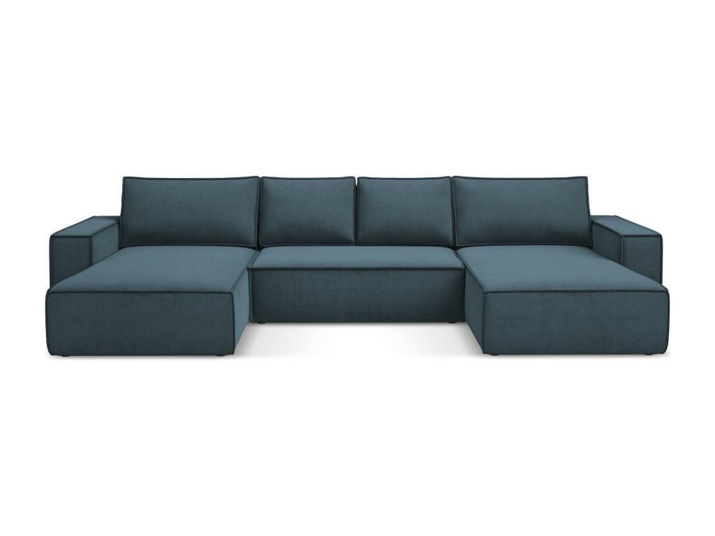 Canapé-lit en tissu bleu, 185 x 398 x 82 cm