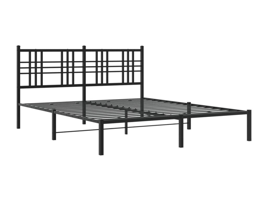 Cadre de lit en métal noir, 207 x 156 x 90 cm