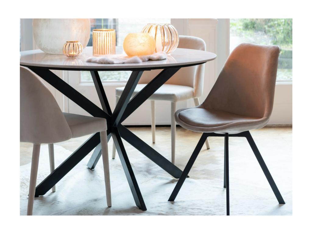 Chaise de salle à manger en velours marron, 55 x 49 x 84 cm