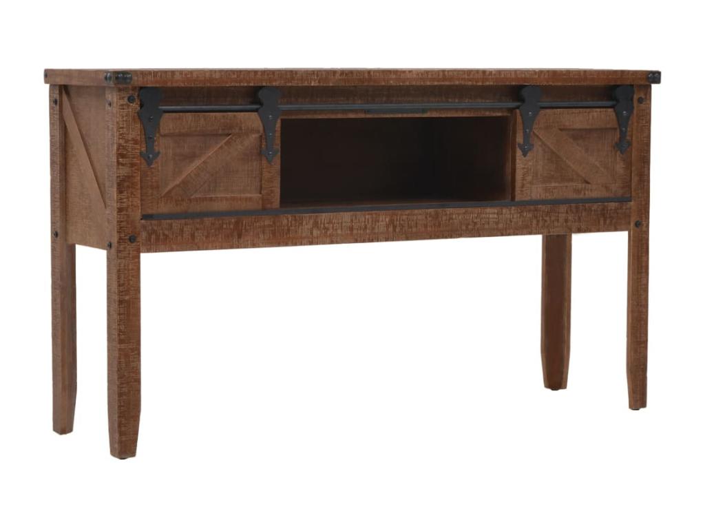 Table en bois massif marron, 131 x 35,5 x 75 cm