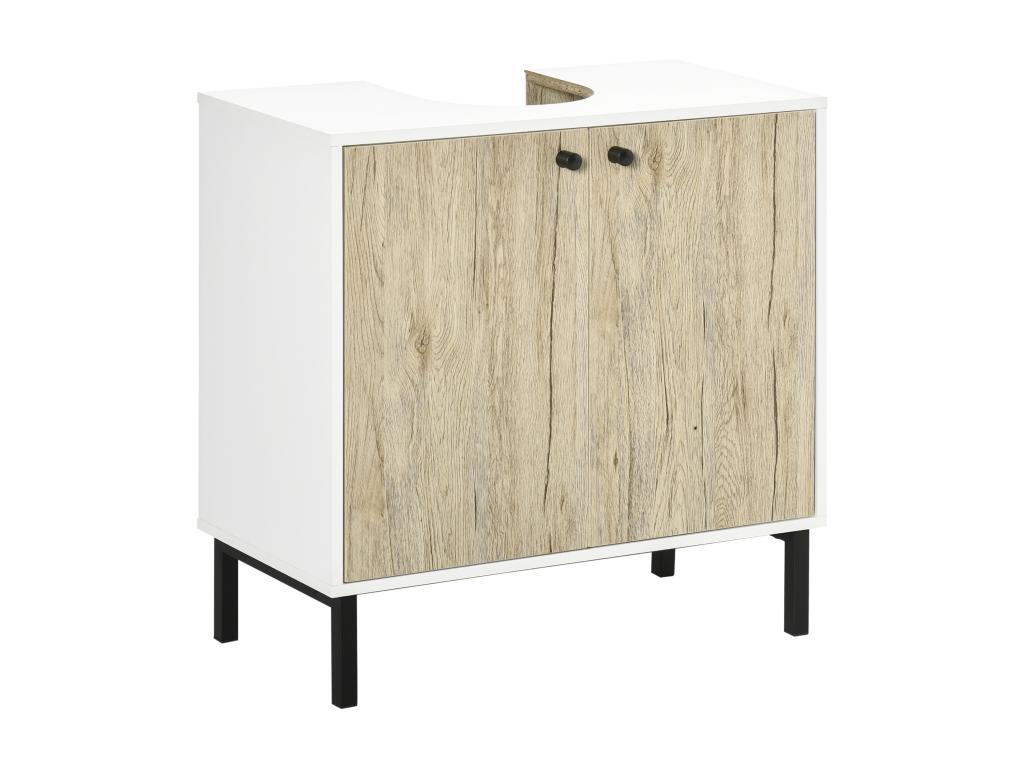 Étagère beige à 2 portes, 60 x 30 x 60 cm