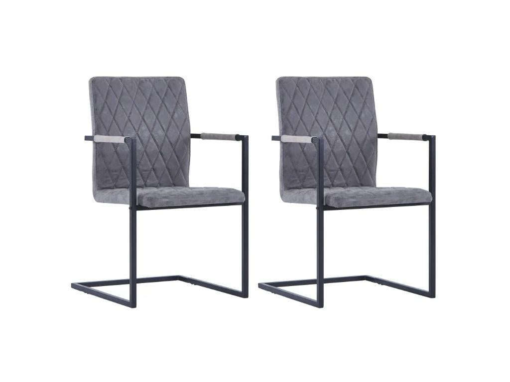 Fauteuil en cuir gris, 53 x 61 x 88 cm