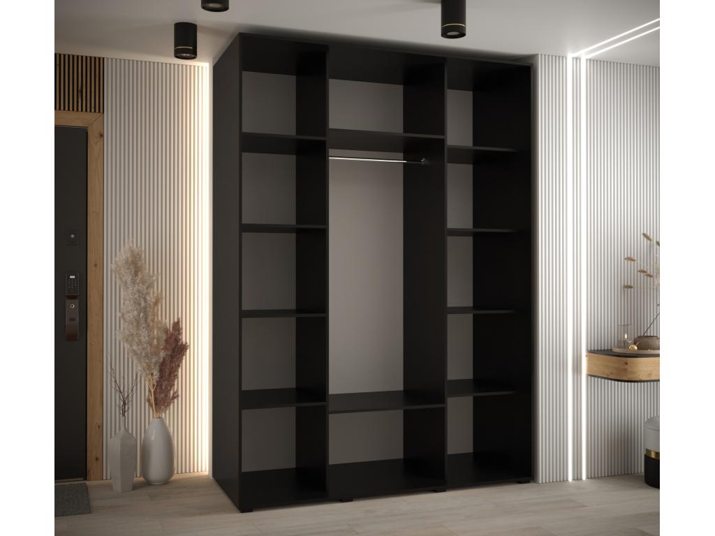Armoire noire 3 portes, 170 x 60 x 205,2 cm