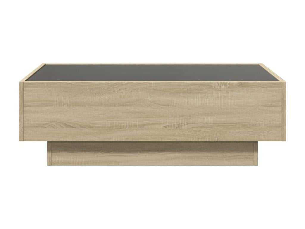 Table basse marron avec éclairage LED, 90 x 50 x 30 cm
