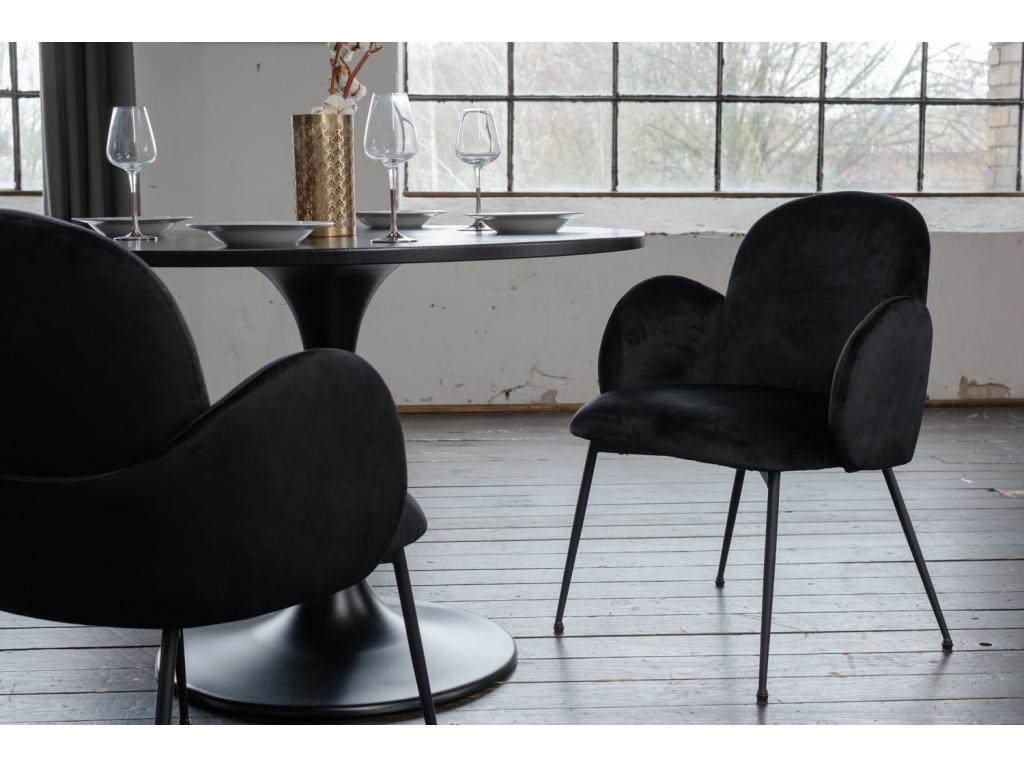 Fauteuil en velours noir, 59 x 62 x 84 cm