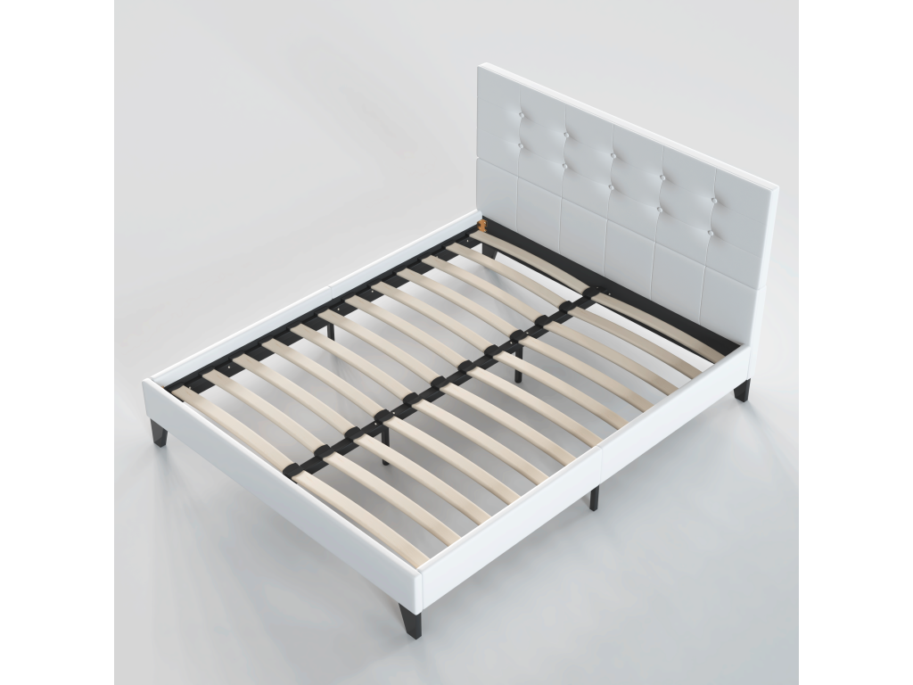 Cadre de lit blanc, 205 x 131 x 90 cm