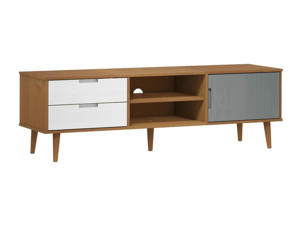 Meuble TV en pin brun, 158 x 40 x 49 cm