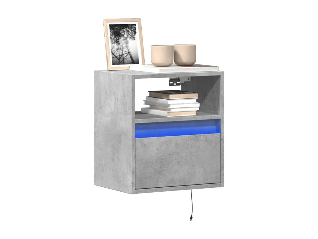 Meuble TV gris avec éclairage LED, 41 x 31 x 45 cm