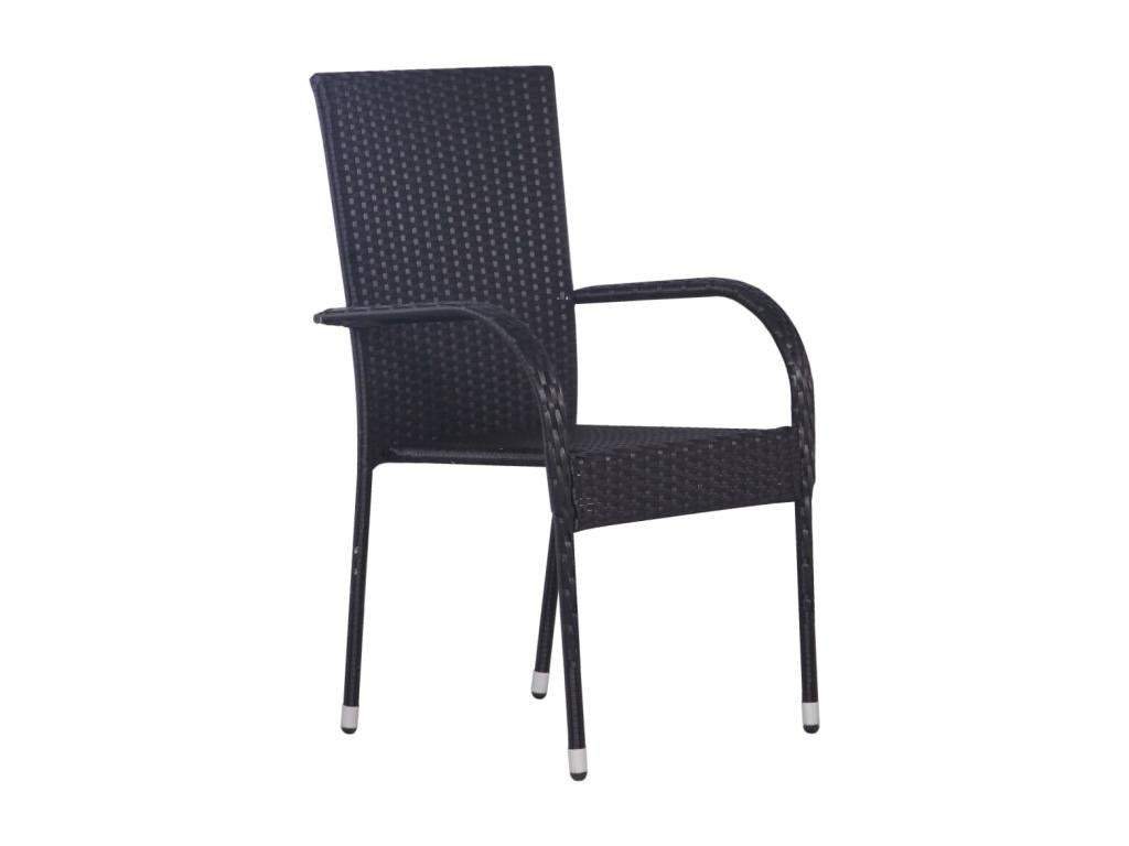 Ensemble de mobilier de jardin noir 3 pièces, 88 x 88 x 74 cm