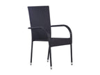 Ensemble de mobilier de jardin noir 3 pièces, 88 x 88 x 74 cm