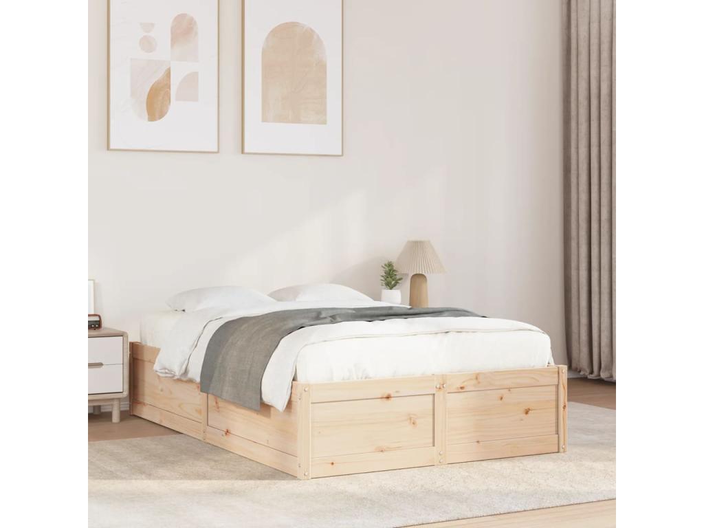 Matelas en bois de pin brun, 196,5 x 141,5 x 37 cm