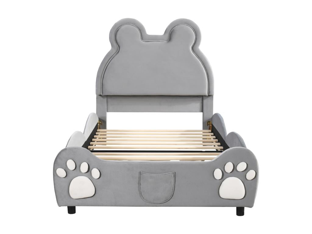 Cadre de lit en velours gris, 210 x 90 x 103 cm