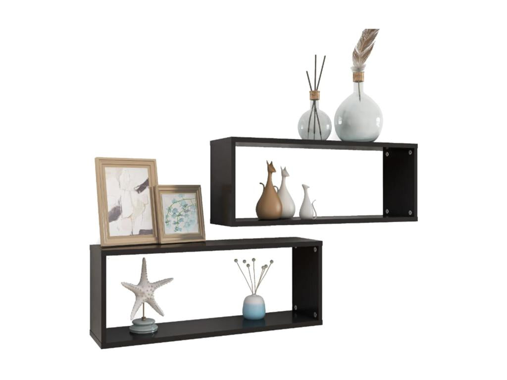 Étagère noire en 2 parties, 60 x 15 x 23 cm