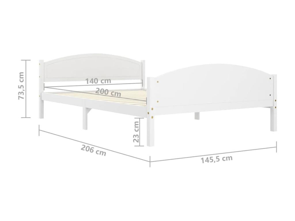 Cadre de lit en pin blanc, 206 x 145,5 x 73,5 cm