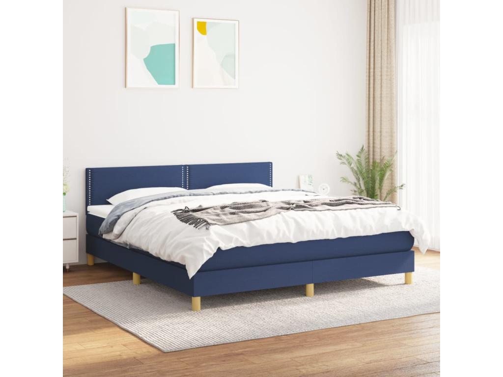 Matelas en tissu bleu, 203 x 160 x 88 cm