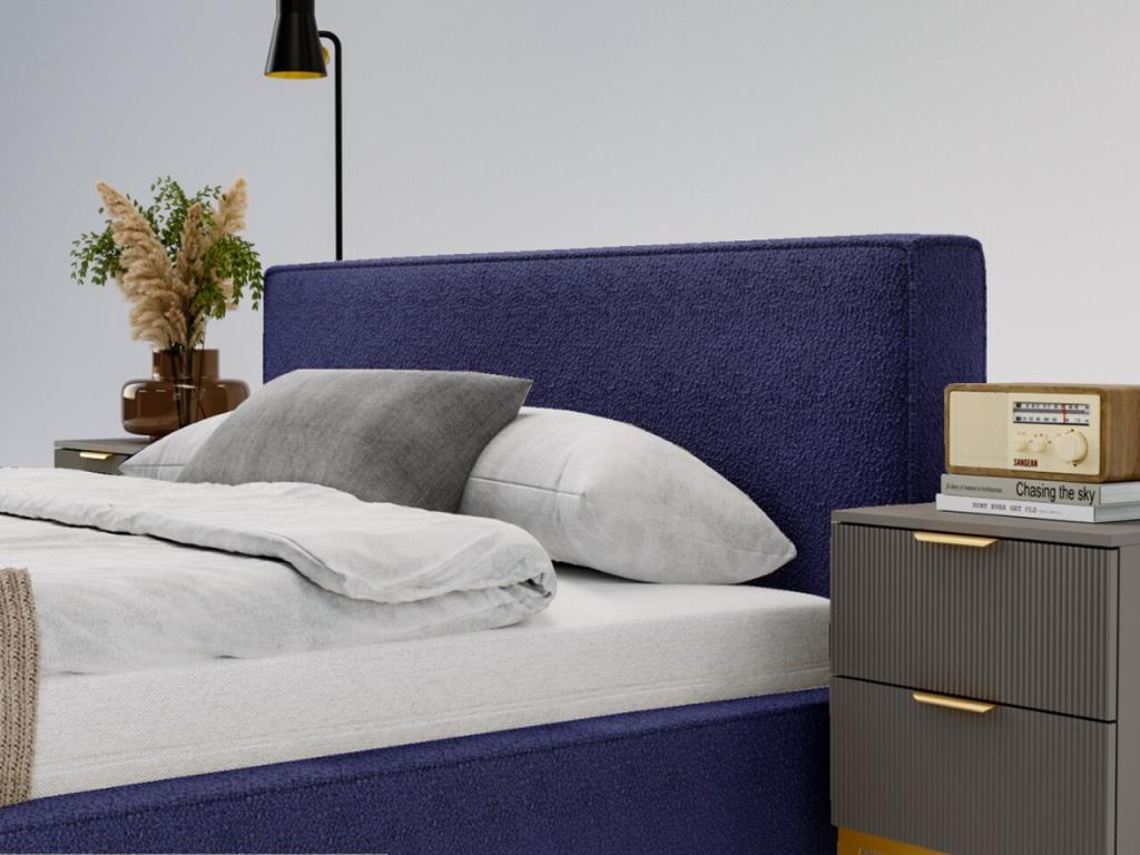 Cadre de lit coffre bleu avec rangement, 220 x 175 x 100 cm