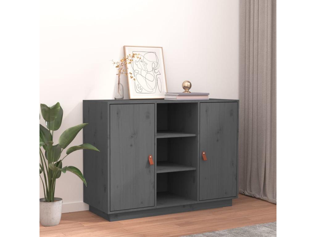 Buffet en bois massif gris, 100 x 40 x 75 cm