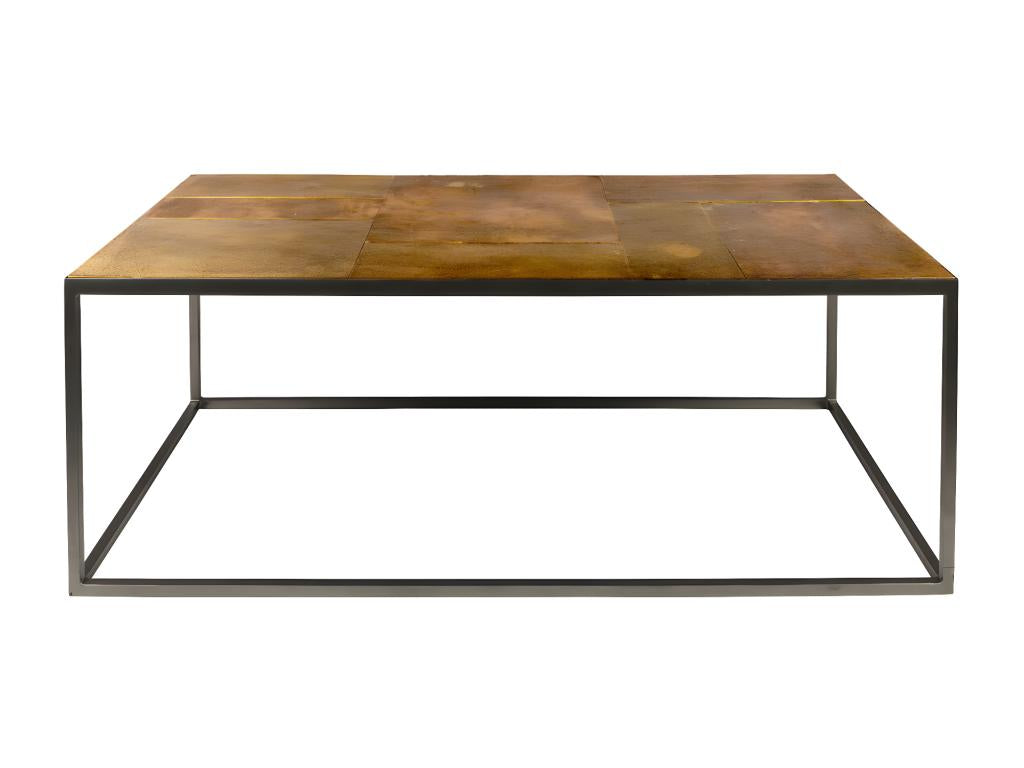 Table basse en métal doré, 110 x 55 x 40 cm