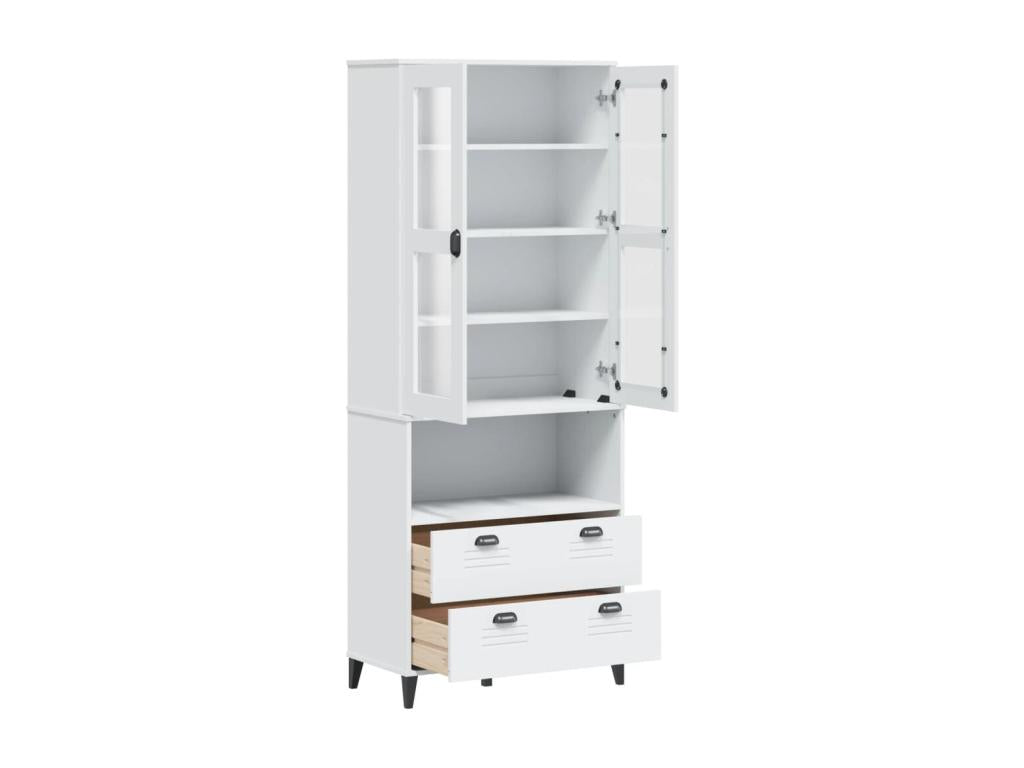 Buffet en bois massif blanc, 80 x 40 x 200 cm