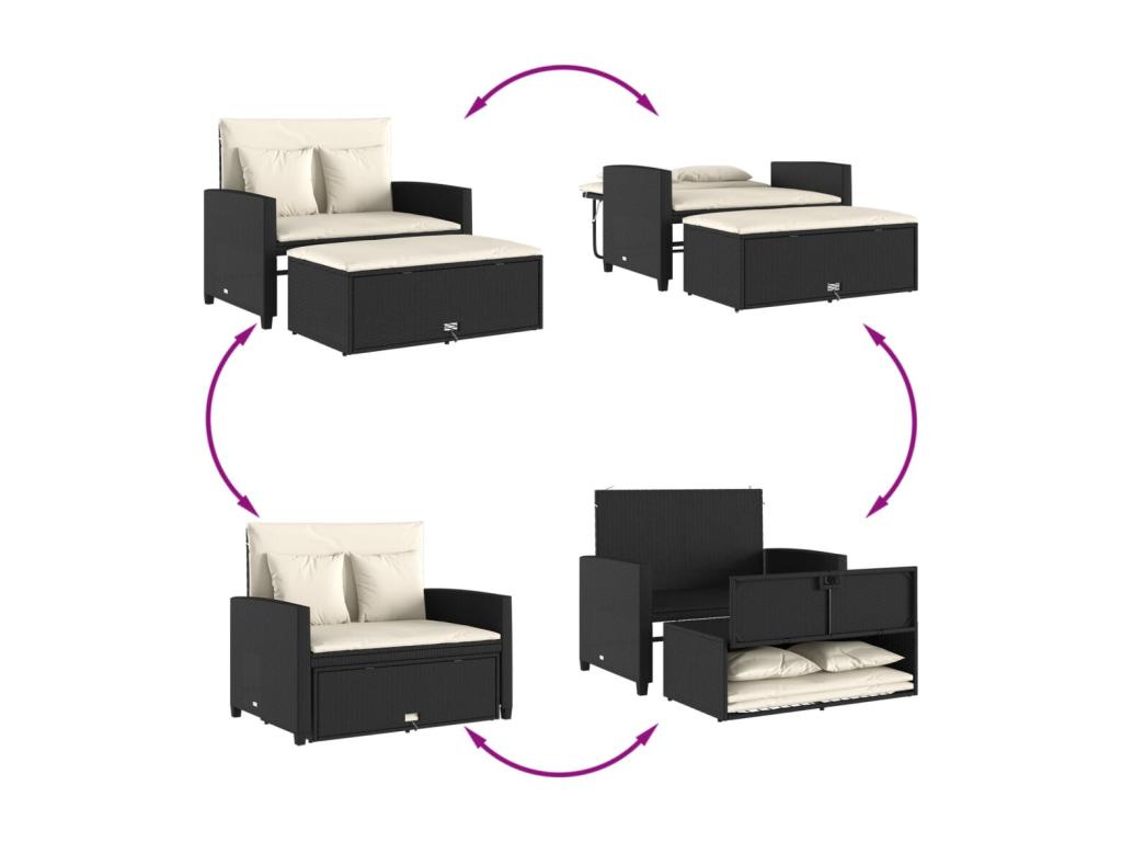 Canapé beige avec coussins, 131 x 62 x 69 cm