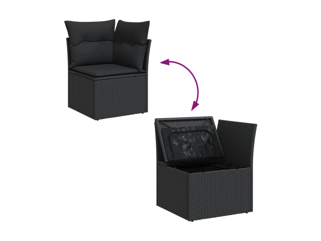 Ensemble de mobilier de jardin noir 12 pièces avec coussins, 62 x 62 x 69 cm