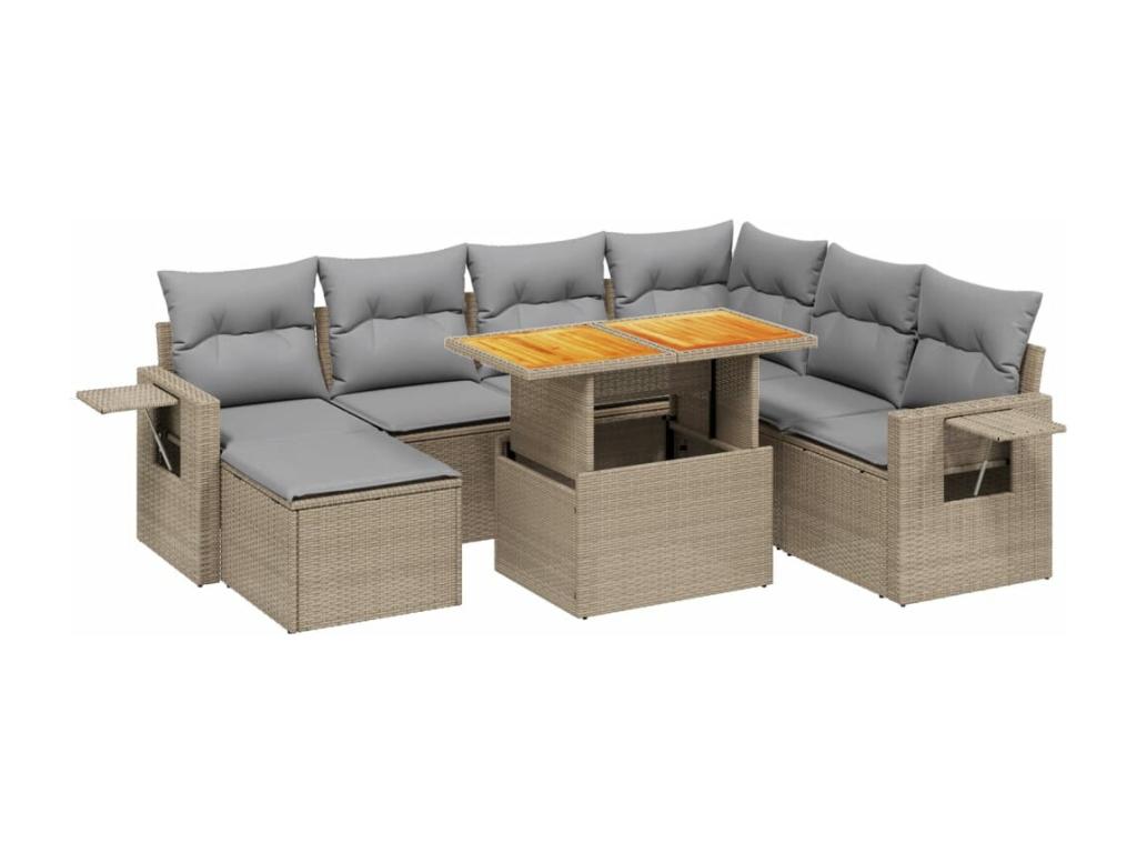 Ensemble de mobilier de jardin beige 8 pièces avec coussins, 100 x 55 x 73 cm - dlz1766569344422