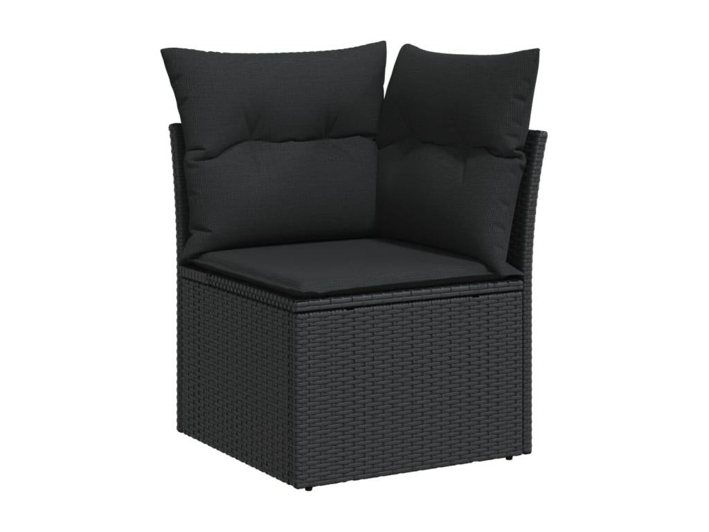 Ensemble de mobilier de jardin noir 9 pièces avec coussins, 55 x 55 x 37 cm - dlz1766569119646