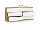Commode blanche à 6 tiroirs, 160 x 40 x 77 cm