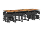 Ensemble de mobilier de jardin noir 15 pièces avec coussins, 330 x 73 x 106 cm