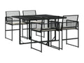 Ensemble de mobilier de jardin noir 5 pièces avec coussins, 65,5 x 69 x 62 cm