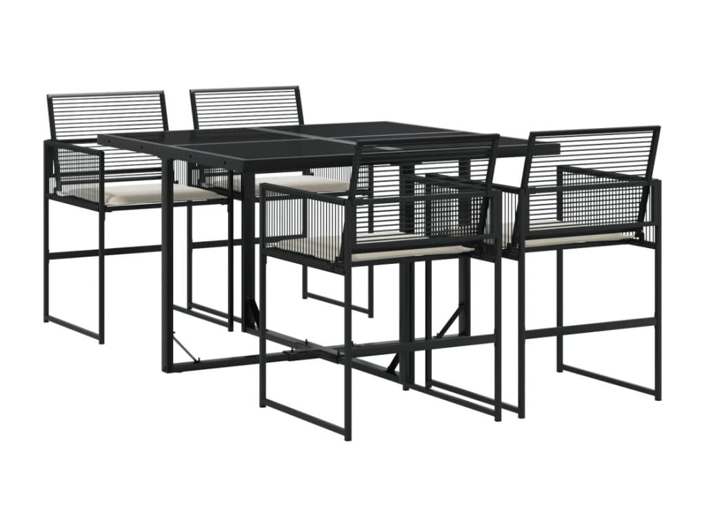Ensemble de mobilier de jardin noir 5 pièces avec coussins, 65,5 x 69 x 62 cm
