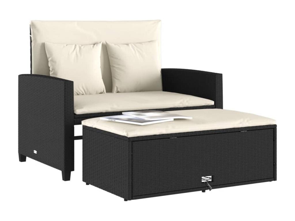 Canapé beige avec coussins, 131 x 62 x 69 cm