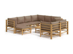 Ensemble de mobilier de jardin marron 10 pièces avec coussins, 55 x 65 x 30 cm