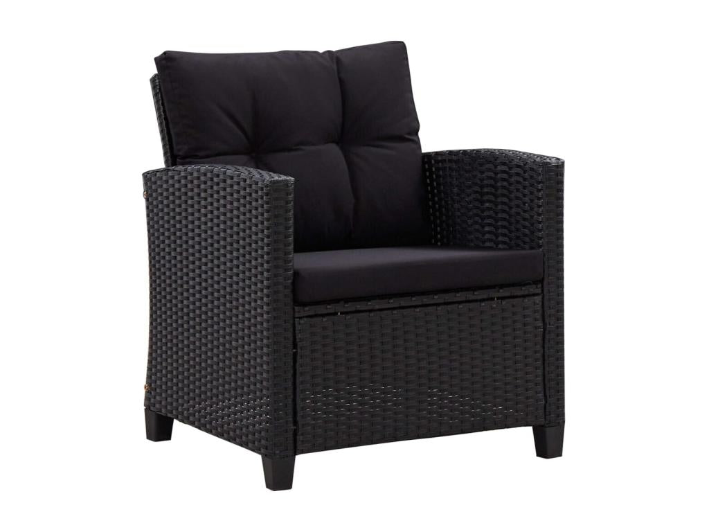 Canapé noir 6 pièces avec coussins, 92 x 55 x 42 cm