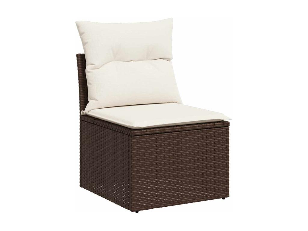 Ensemble de mobilier de jardin marron 6 pièces avec coussins, 62 x 69 x 62 cm