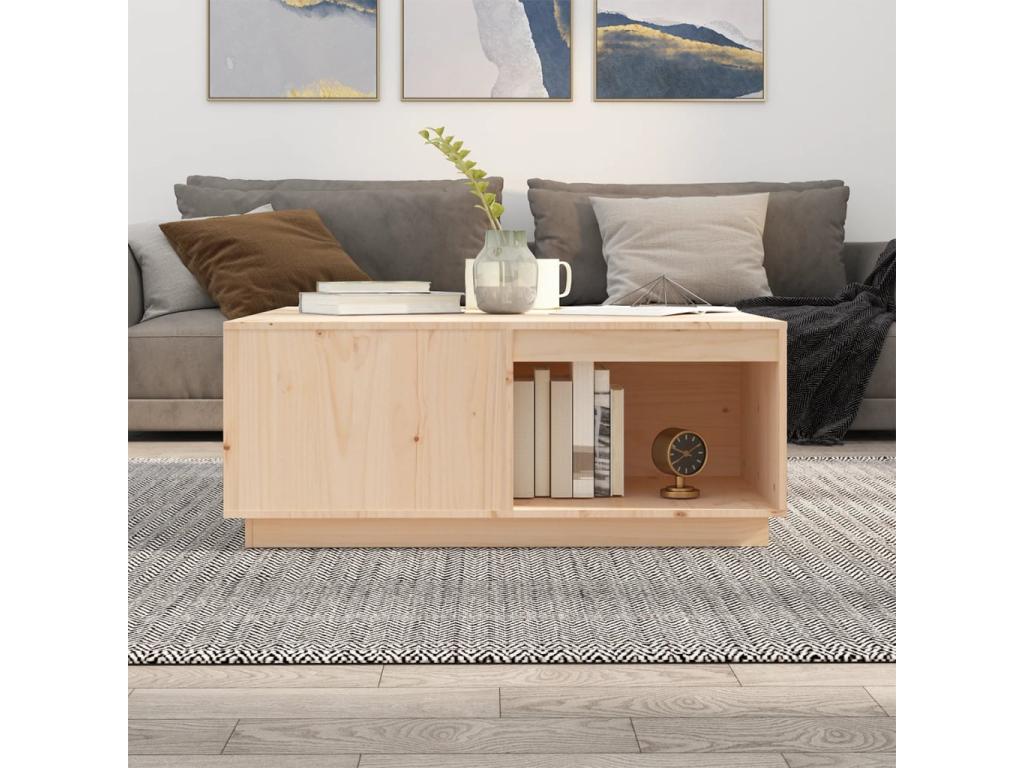 Table basse en bois massif marron, 100 x 101 x 40,5 cm