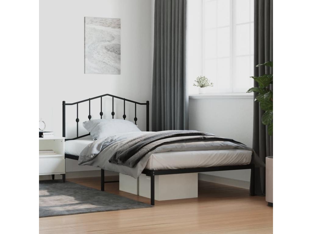 Cadre de lit en métal noir, 207 x 112 x 98 cm