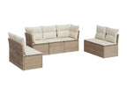 Ensemble de mobilier de jardin beige 7 pièces avec coussins, 62 x 62 x 69 cm