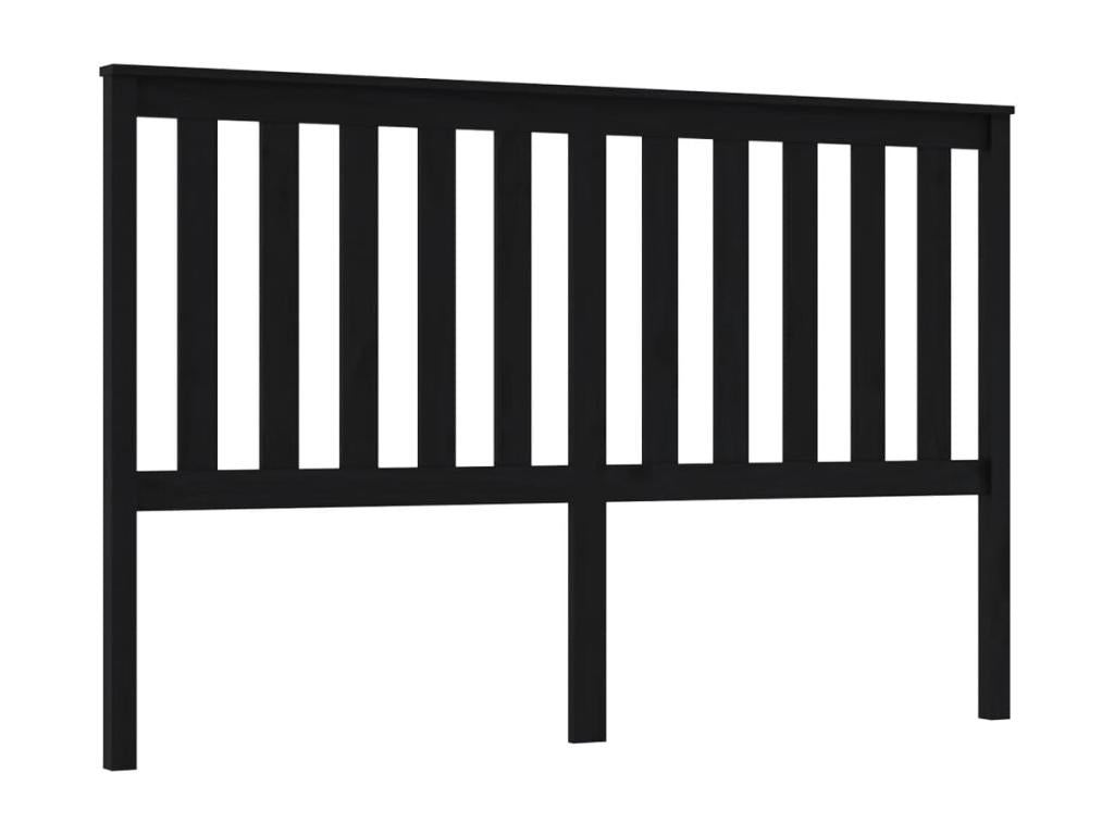 Cadre de lit en bois massif noir, 166 x 6 x 101 cm