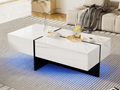 Table basse en marbre blanc avec éclairage LED, 100 x 50 x 34,5 cm