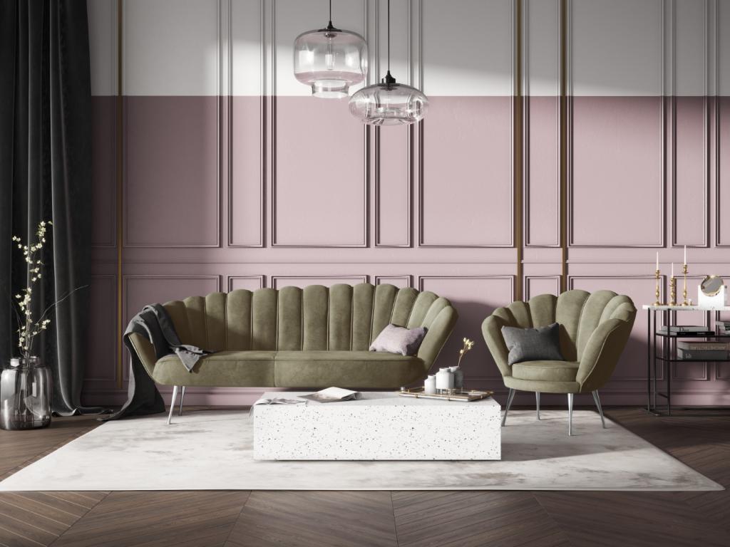 Fauteuil d'appoint en velours vert, 98 x 78 x 76 cm