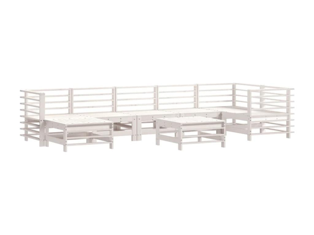 Ensemble de mobilier de jardin blanc 8 pièces avec coussins, 68 x 68 x 29 cm