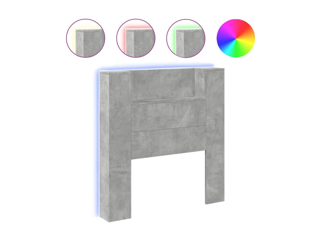 Armoire grise avec éclairage LED, 100 x 16,5 x 103,5 cm